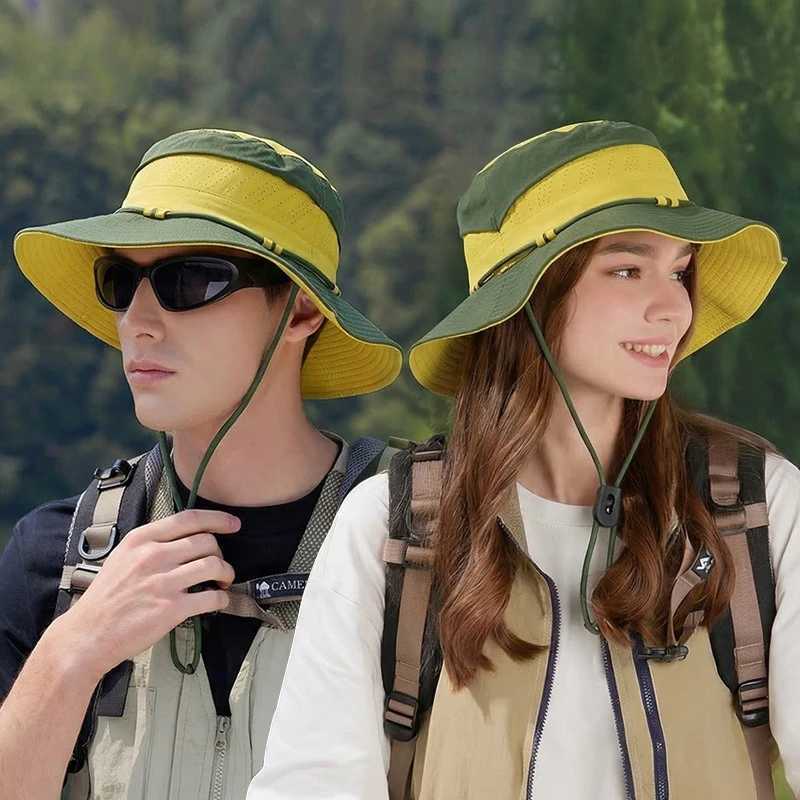 Spring Summer Lightweight Mesh Breathable UV Protection Fisherman Hat Foldable Large Brim Bucket Cap Men Women Outdoor Sun Hat H260407