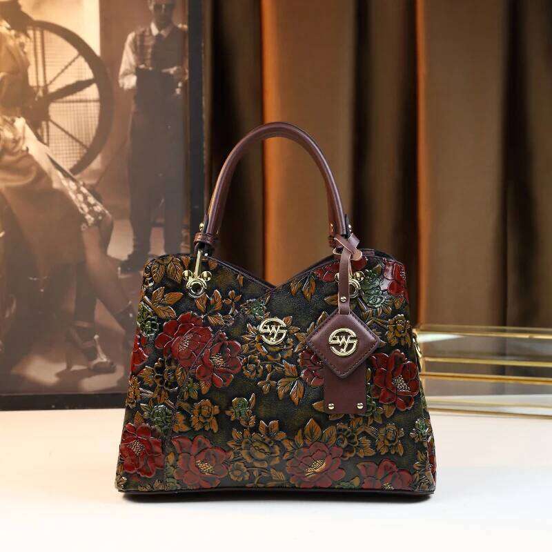 Handmade Carved Women S Handbag Flower Blooming Retro Crossbody Bag Middle Aged Mother SENYY