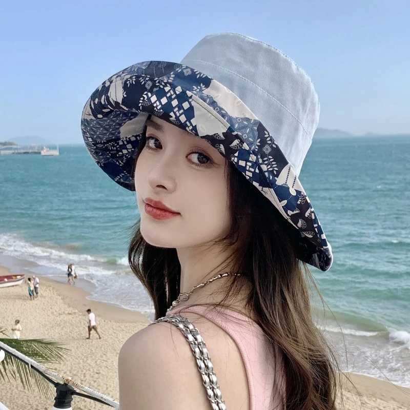 Summer Womens Double-Sided Fisherman Hat Windproof Foldable Outdoor Travel Beach Protection UV Hat H260407