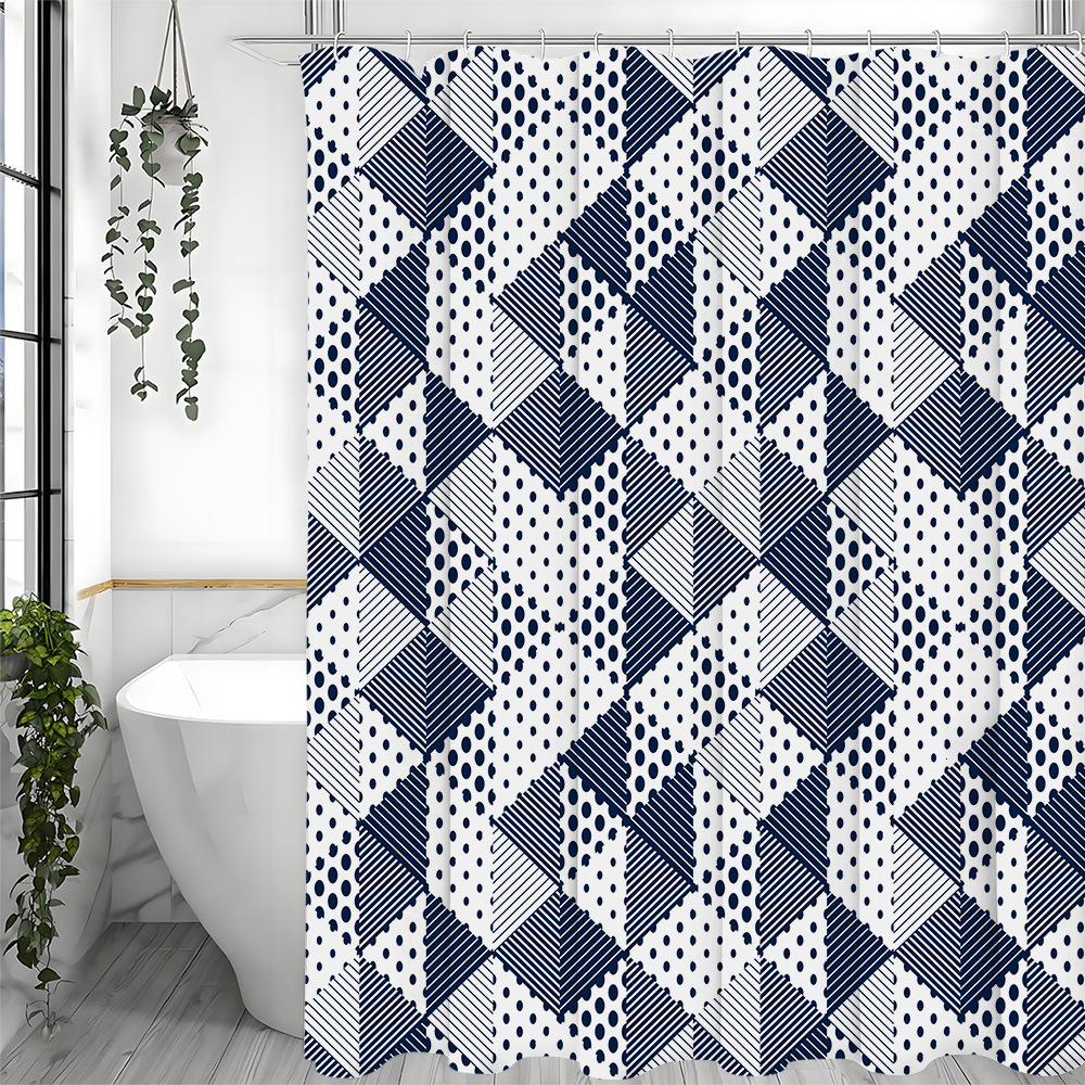 Shower Curtain Fashion Polka Dot Diamond Pattern Waterproof For Us Europe North America Bathroom