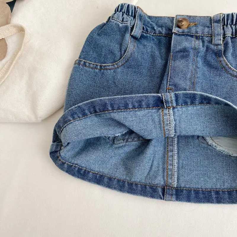 Girls Clothing Denim Short Skirt Summer Korean Baby Girl Half Skirt Children Half Body Wrap Buttocks Versatile Skirt H260407