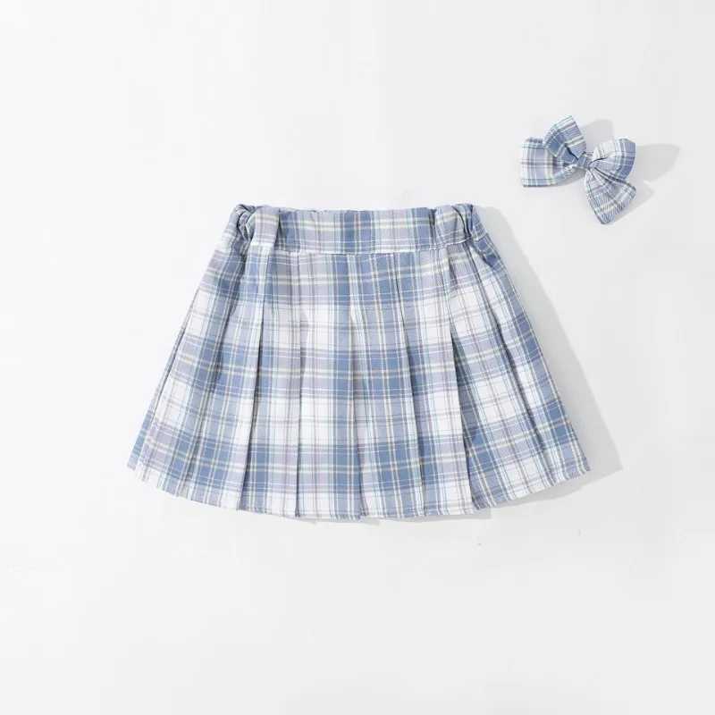 2pc Childrens Suit for Girls Summer Cute Bow Pleated Skirt Sets Casual Outfit Baby Kids Clothing H260407