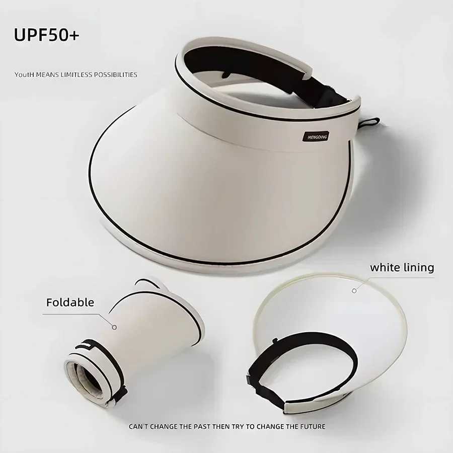 Stylish Summer Empty Top Sun Hat Wide Brim Visor Hat Women Portable Outdoor Sports Beach Cycling Uv Protection Sunshade Hat H260407