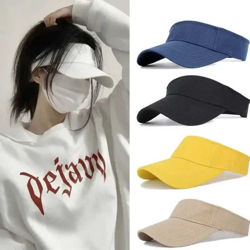 Tennis Caps UV Protection Outdoor Cycling Running Fishing Beach Caps Solid Color Breathable Sun Hats Men Women Summer Visor Caps H260407