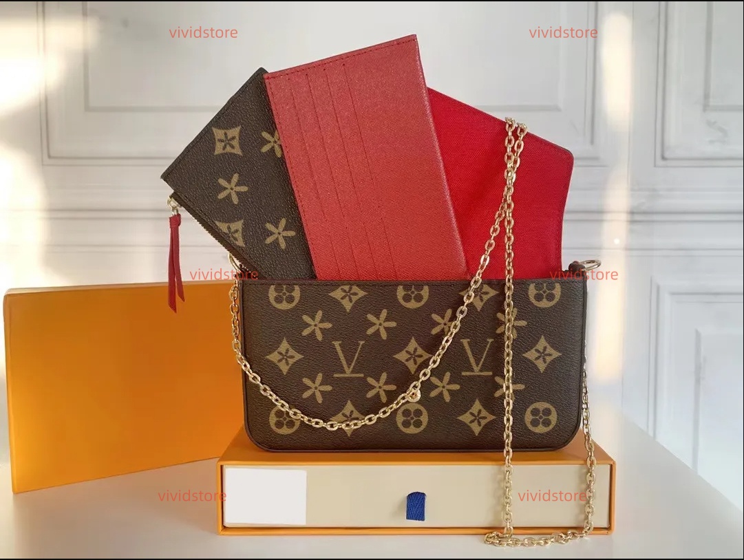 designer bag luxury 3-in-1 chain shoulder bag fashion crossbody bag stylish embossed leather detachable cardholder zip pouch commute party travel multi colors