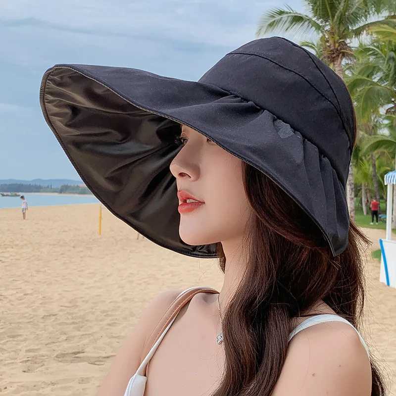 Black Rubber Sun Visor for Women Summer Dual-use Adjustable Headband Outdoor UV Sun Protection Empty Top Sun Hat H260407