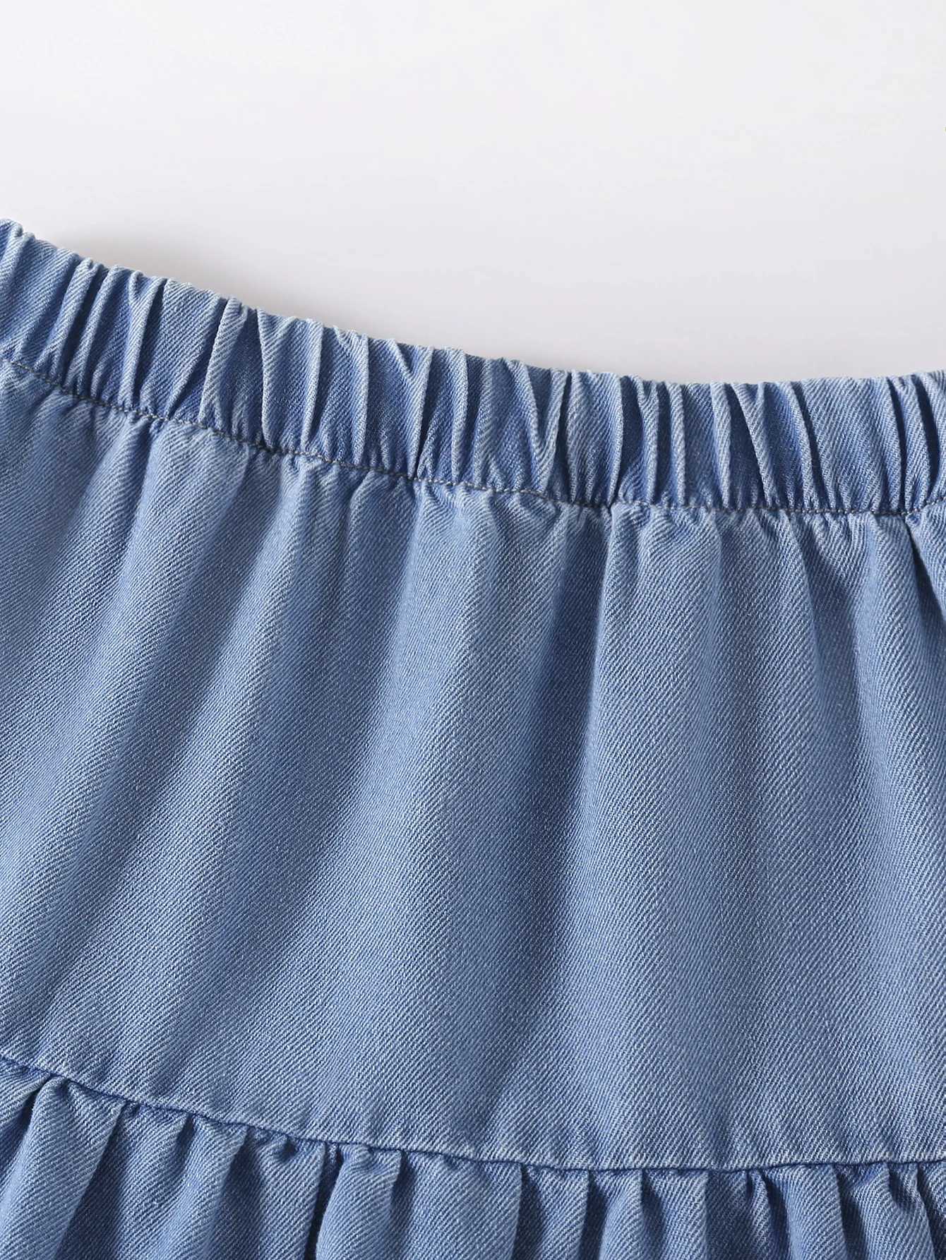 Big Girls Denim Cake Style Skirt Ladylike Campus Style Versatile Daily Denim Skirt Spring Fall Style H260407