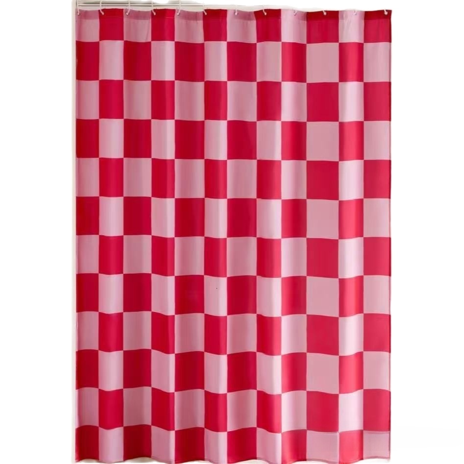 Shower Curtain Lavender Purple Plaid Pattern Vintage Retro Aesthetic Waterproof Machine Washable Bathroom Partition Curtain