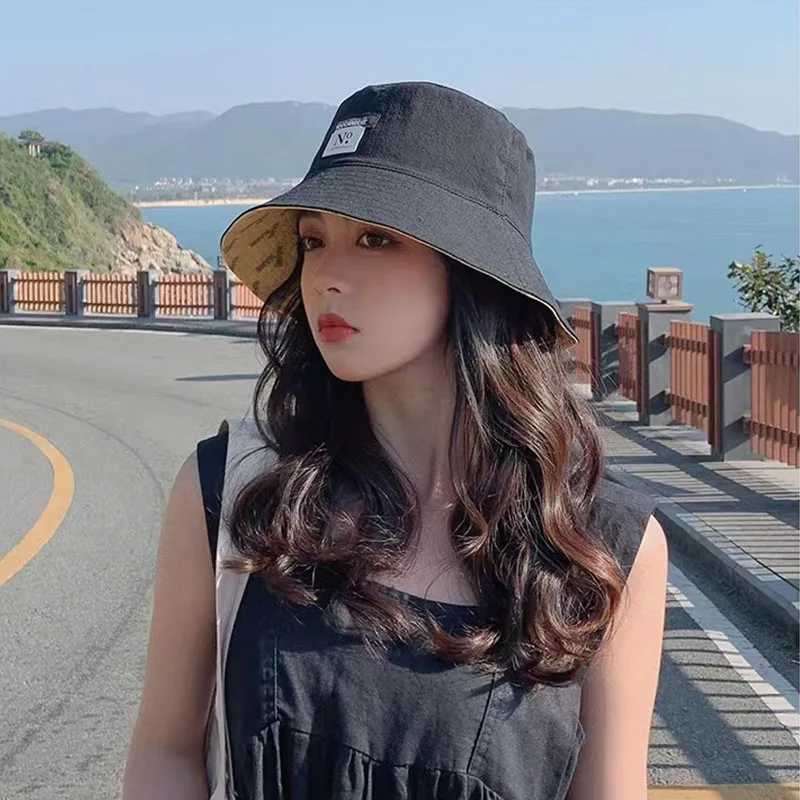 New Summer Sun Hats For Women Double Sided Outdoor Sunscreen Bucket Hats Female Korean Casual Panama Fisherman Caps H260407