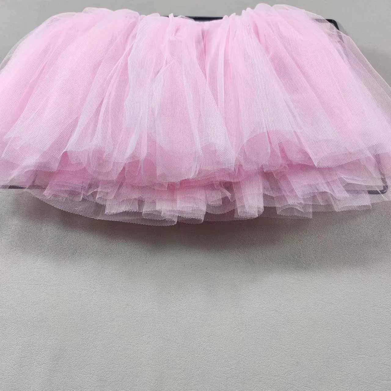 Girls Skirt Tutu Skirt Pink Childrens Fluffy 4-layer Soft Yarn Sheer Skirt White Elastic Ballet Fan Performance Skirt H260407
