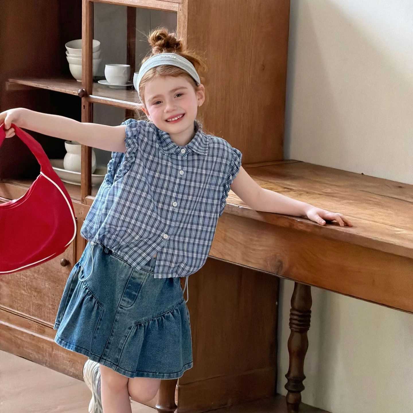 Girls Skirt 2026 Spring and Summer New Childrens Clothing Korean Style Girls Baby Fashion Flouncy Jeans Skirt Simple Daily H260407