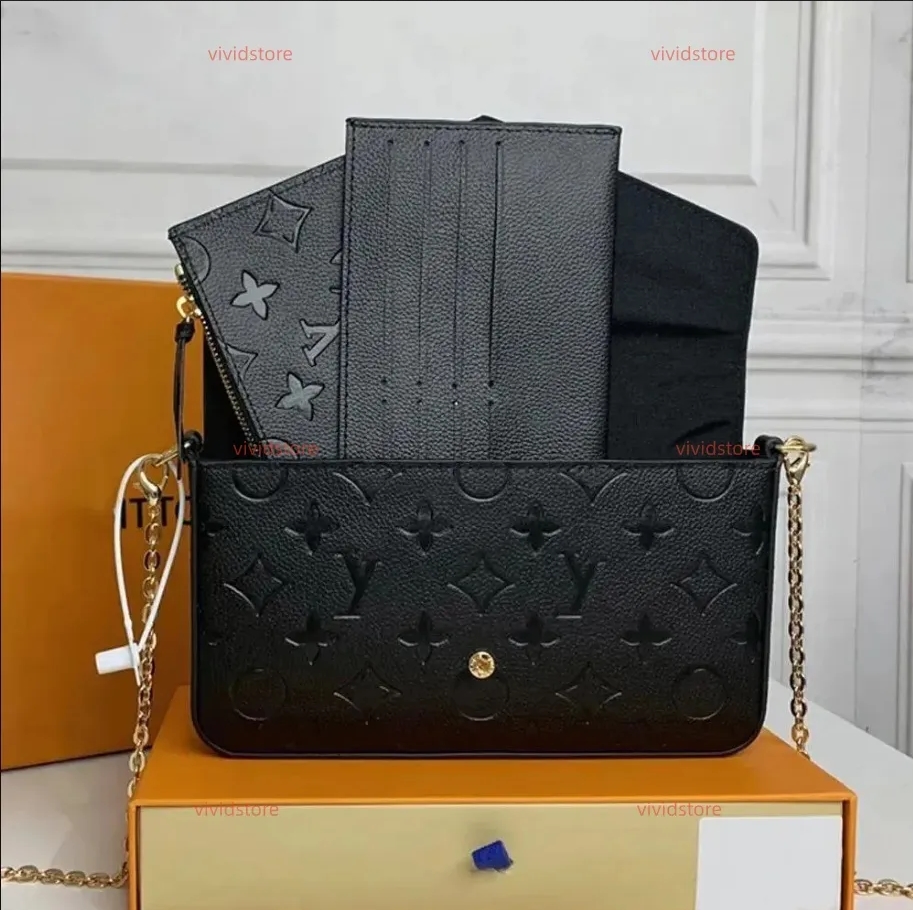 designer bags new luxury bag 3-in-1 chain With Box crossbody bag stylish embossed leather detachable cardholder zip pouch commute party travel bag Purse backpac bags