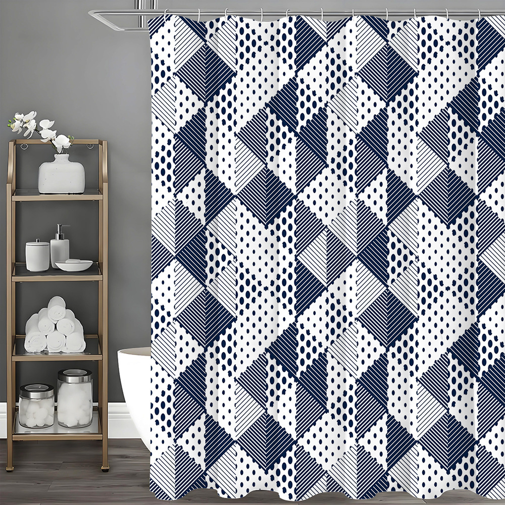 Shower Curtain Fashion Polka Dot Diamond Pattern Waterproof For Us Europe North America Bathroom