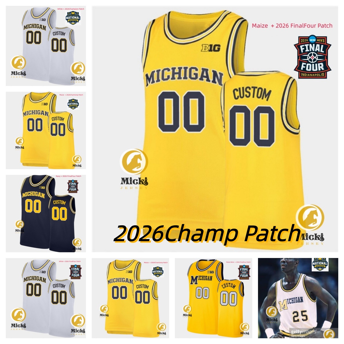 Danny Wolf 4 Nimari Burnett 50 Vladislav Goldin 11 Roddy Gayle Jr. College Basketball Jersey Will Tschetter Jett Howard 2026Champ MichiganWolverines Jerseys Custom