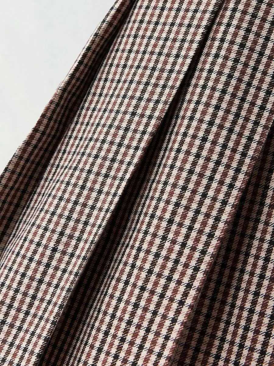 Girls Plaid Pleated Mini Skirt with Belt - Classic Checkered Design H260407