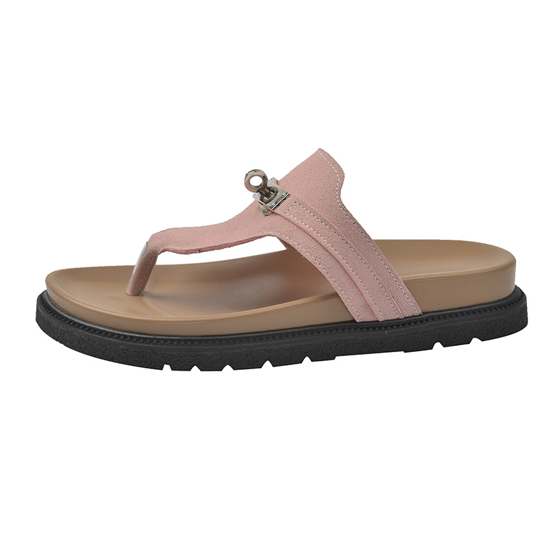 2026 summer new outdoor leisure clip toe designer slippers breathable classic metal buckle beach shoes sandals for women