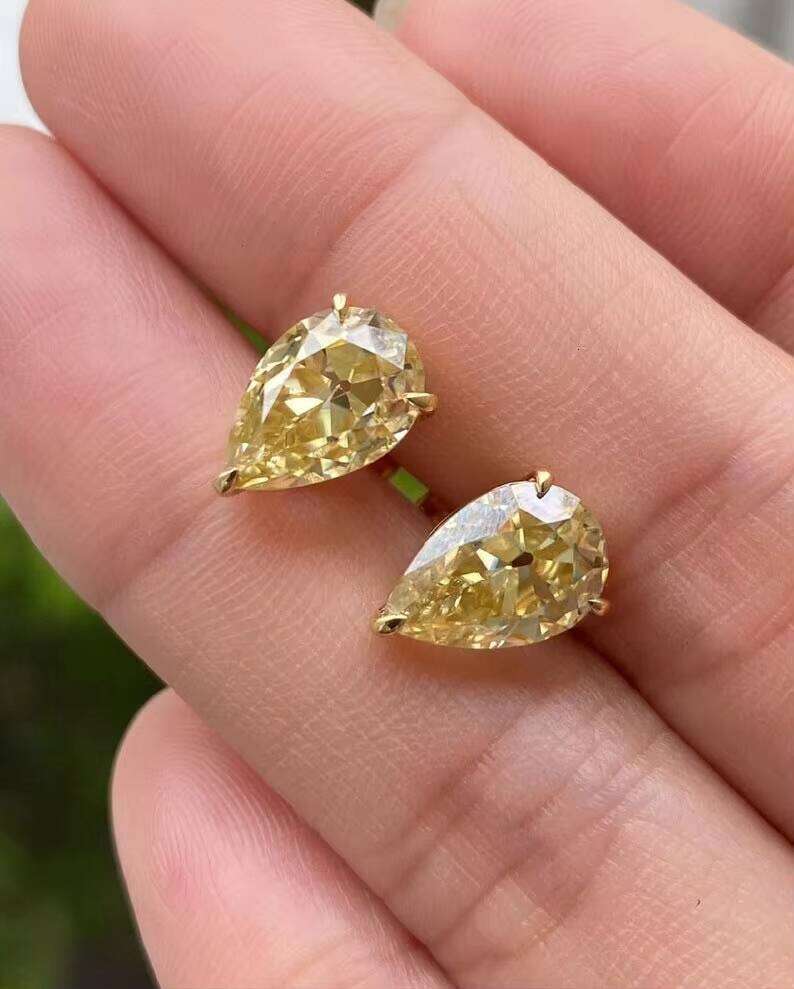 PEAR Cut Moissanite Stud Birthday Gift for Her Sterling Sier Pushback Earrings