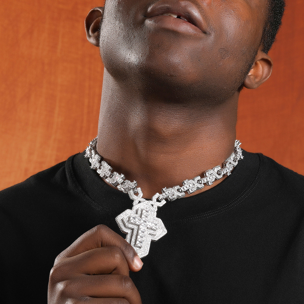 Hip Hop Infinite Cross Chain Necklace Choker 18k Gold Plated 5A Zircons Religious Jewelry