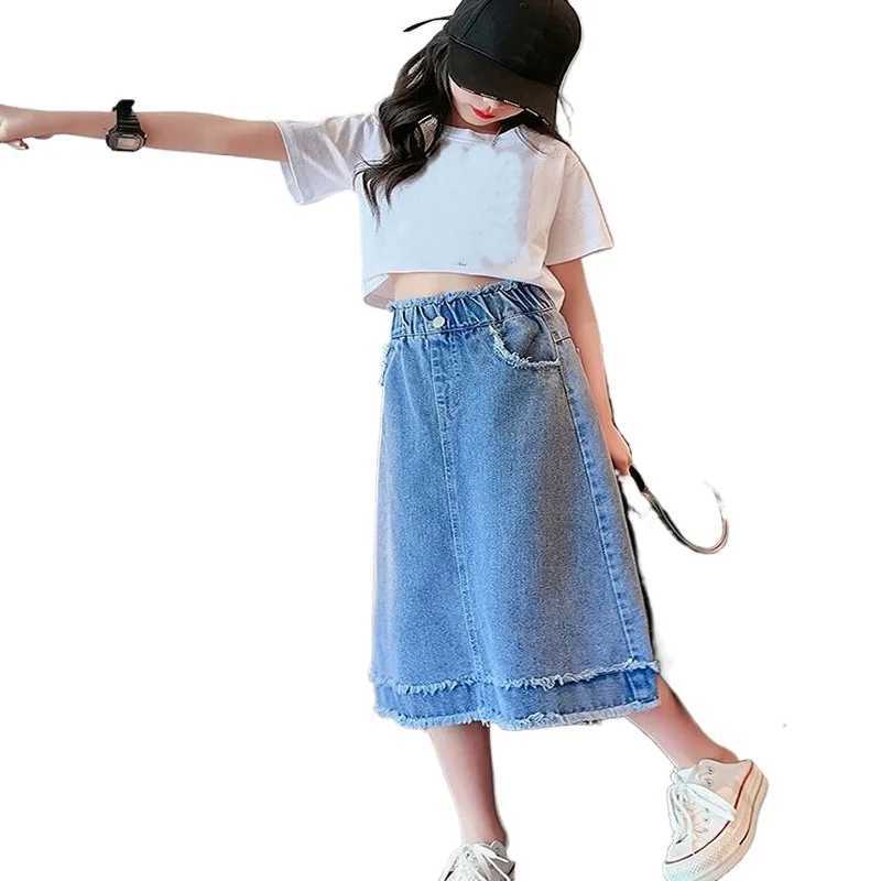 School Girls Denim Skirt Spring Summer New 2025 Casual Skirt for Children Fashion Teenage Kids Skirt 9 13 14 Years H260407