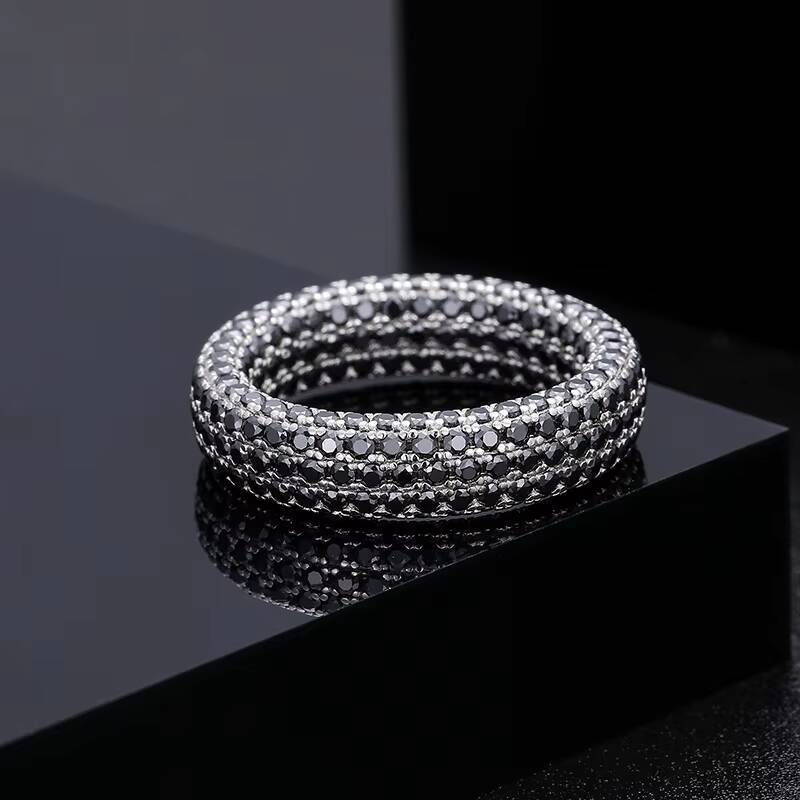 Rock Mens Jewelry Hip Hop Real 925 Sterling Silver Full Black VVS Moissanite Diamond Iced Out Stamp Finger Ring for Women Man