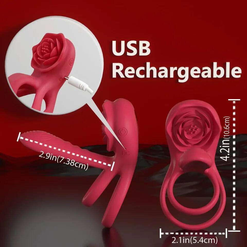 Powerful Rose Vibrating Cock Vibrator Penis Sleeve Sucking Stimulator G-spot Erection Ring Clitoral Couples Adult Sex Toy 26H0323
