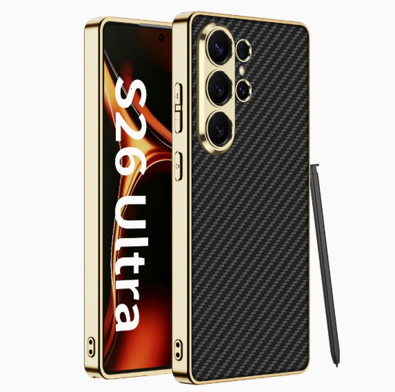 Designer new product Samsung S26Ultra phone with woven pattern electroplated plain leather case suitable for S26 personalized protective cover