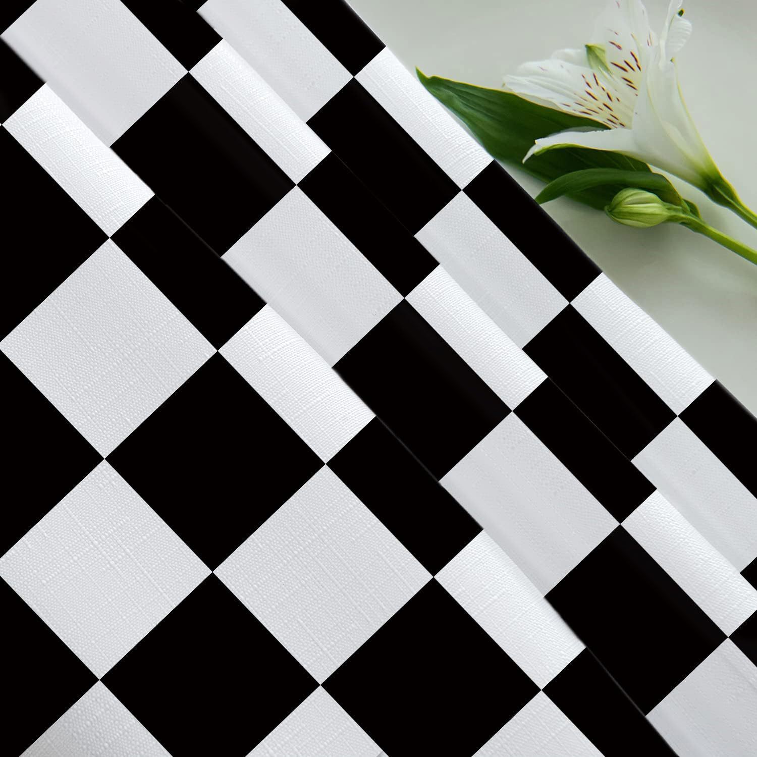 Shower Curtain Black And White Checkerboard Pattern Digital Printing Waterproof Mildew Proof Bathroom Toilet Partition Curtain