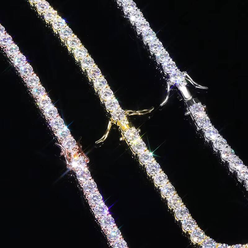 Goldleaf 925 Silver Moissanite Tennis Necklaces D VVS1 Luxury 2mm 3mm 4mm 5mm 65mm Moissanite Diamond Necklace