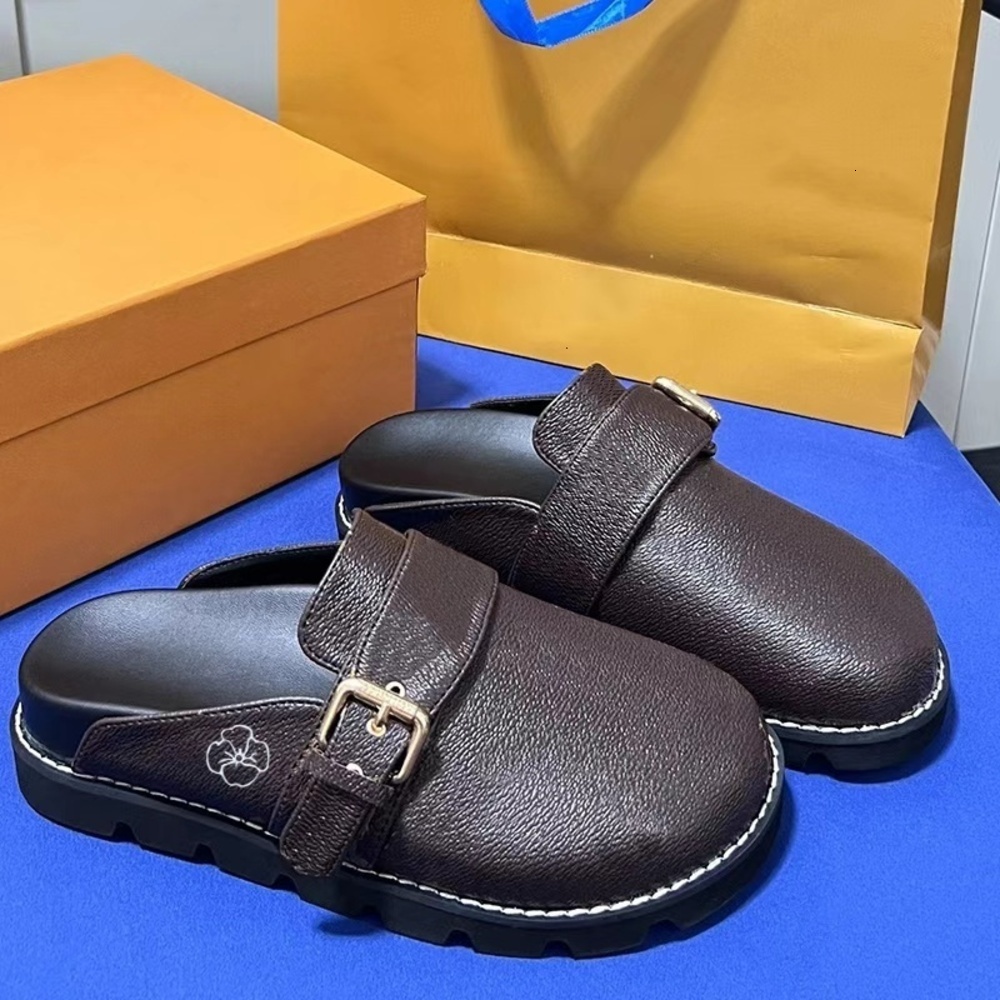 Designer lvs Slipper Flat Scuffs sandals Calfskin Mules cosy clog Letter Printing Comfort Casual Shoes Platfo rm fashion womens fluffy shoe size 35-45 00