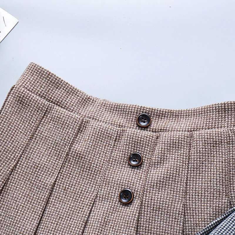 Baby Girls Half Skirt Spring Autumn Girls Plaid Pleated Skirt Cute Girls Woolen Skirt H260407