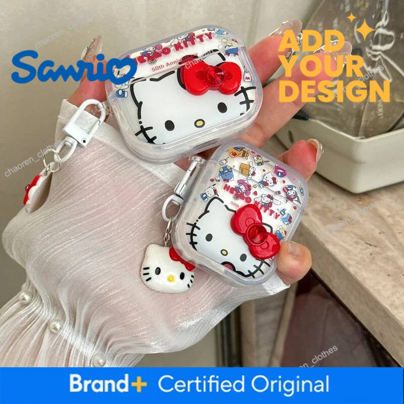 Designer Cute Sanrio Hello Kitty Earphone Case For Airpods 1 2 3 4 Pro 2 Wireless Bluetooth Headset Protective Soft Cover With Pendant