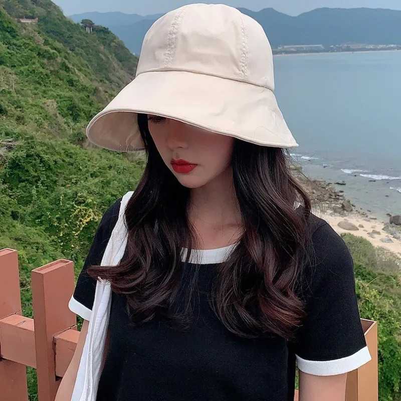 Korean version dome sunshade fisherman hat womens summer sunshade hat Velcro large brim basin hat H260407