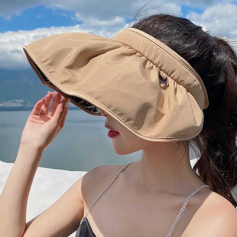 Summer Sun Hat Korean Version Sun Hat Big Brim Face Cover Internet Celebrity Shell Hat Portable Rollable Headband Sun Lady Hat H260407