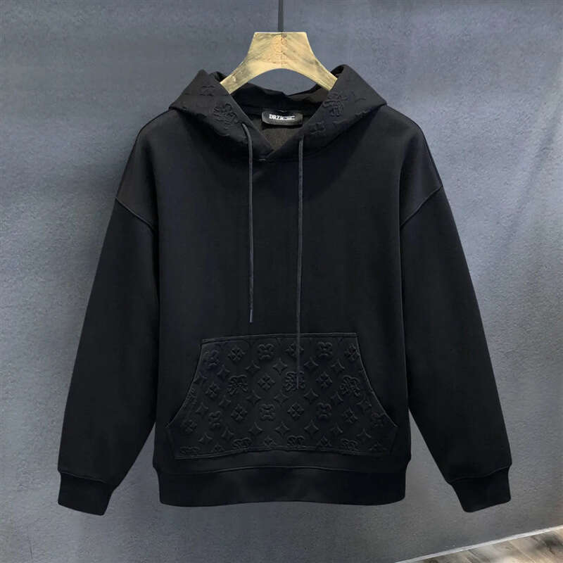 American Retro Casual Long Sleeve Sweatshirt For Men, Spring And Autumn, Size, 100Kg Loose Fit, Trendy Brand, Versatile Plus Size Jacket