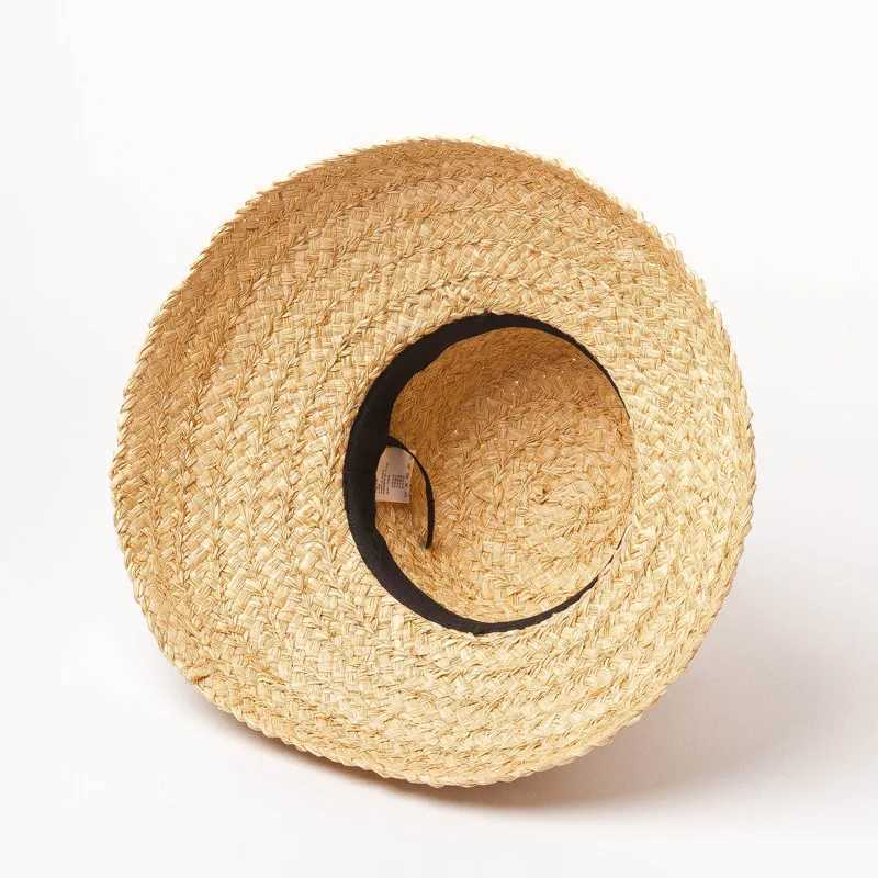 Fashion Women Wide Brim Raffia Hat Women Vacation Beach Hats Flat Top Straw Hat Summer Sun Hat Ladies UV Bucket Hat Wholesale H260407