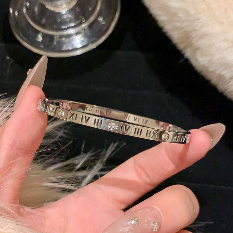 Bracelet Silver Titanium Steel Bracelet High Grade Zircon Plain Circle Bracelet Hand Jewelry Silver Bracelet String Bracelet New Luxury Jewelry Design - view 8