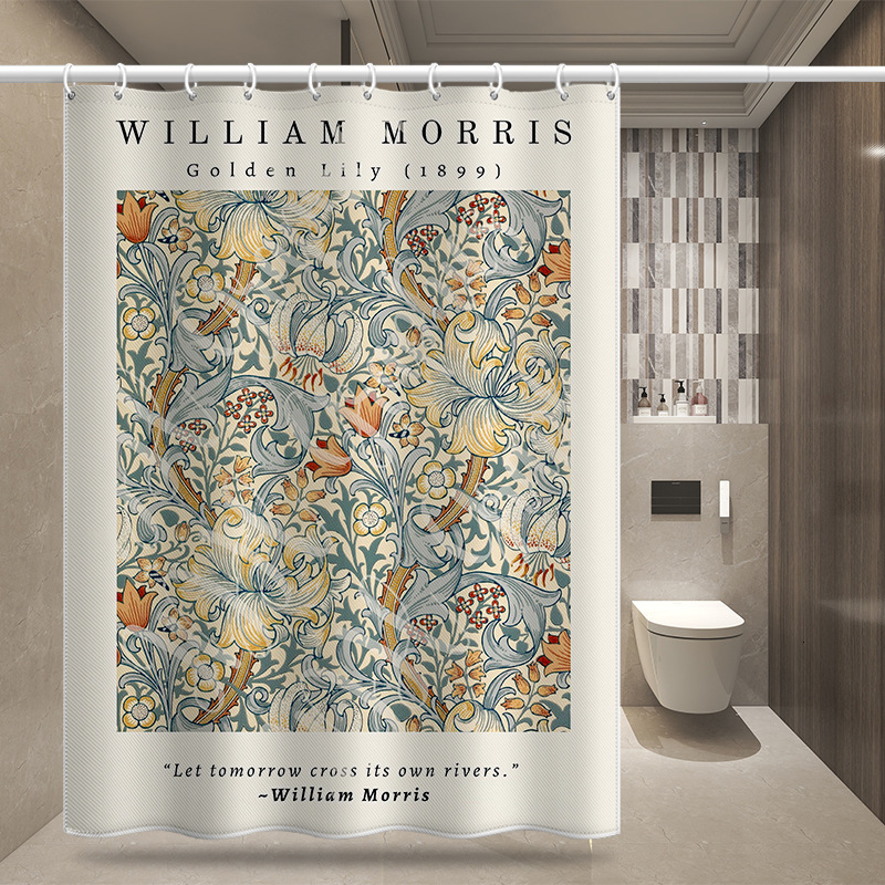 Shower Curtain Nordic Aesthetic Van Gogh Painting Thickened Waterproof Fabric Modern Minimalist Digital Printing Bathroom Partition Curtain