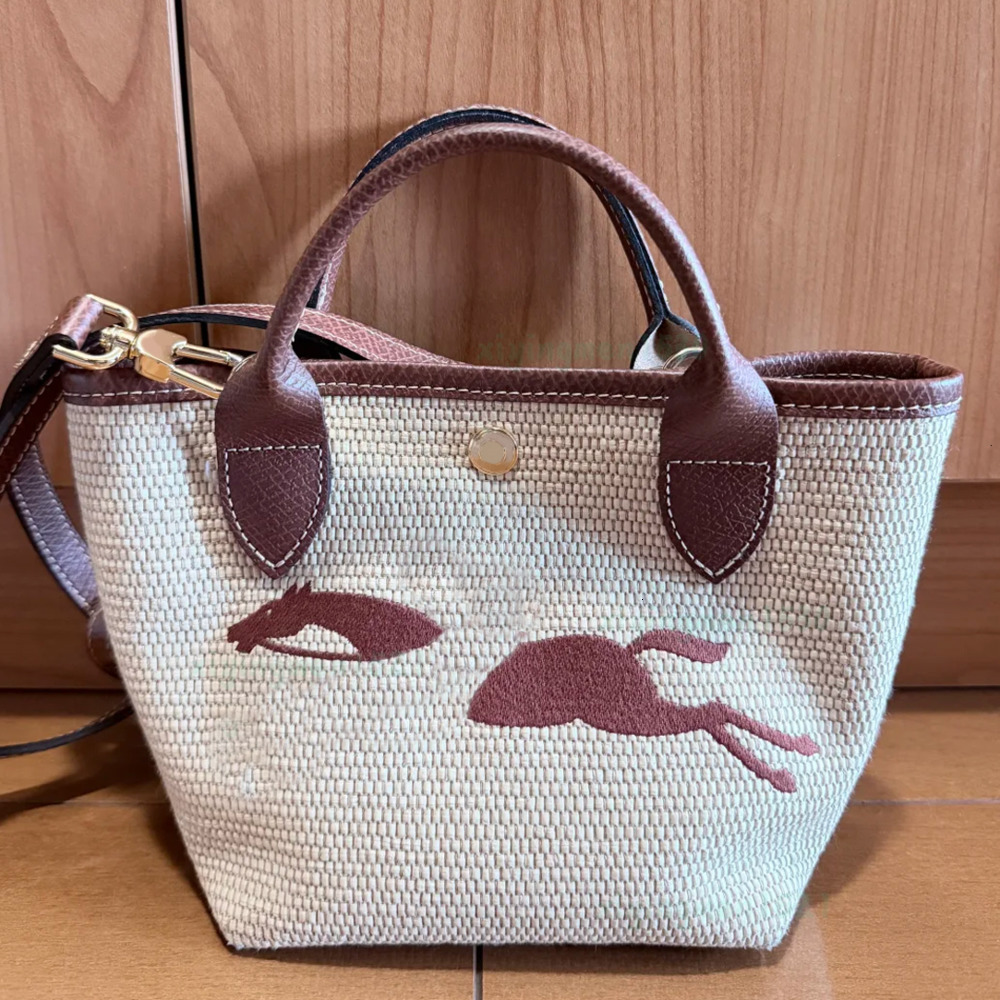 Designer French Longitys Champly Raffia Mini Tote Beach Bag Dumpling Commute Versatile Crossbody Handbag Womens Small Bags With Shoulder Strap Portable