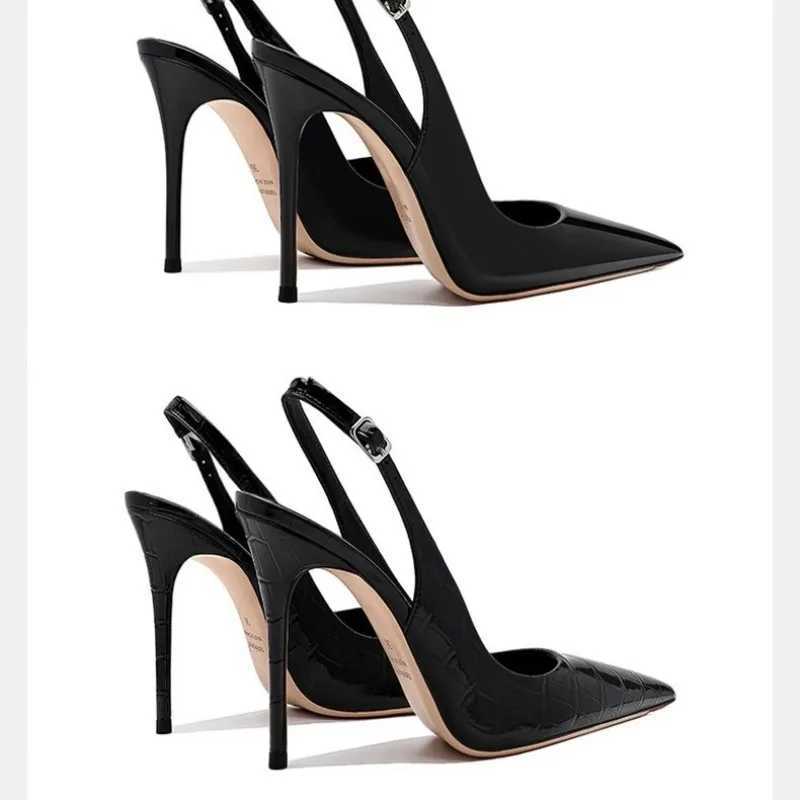 Sexy high-heeled sandals with pointed tips and elegant summer patent leather strappy fashionable party womens shoes Z260407