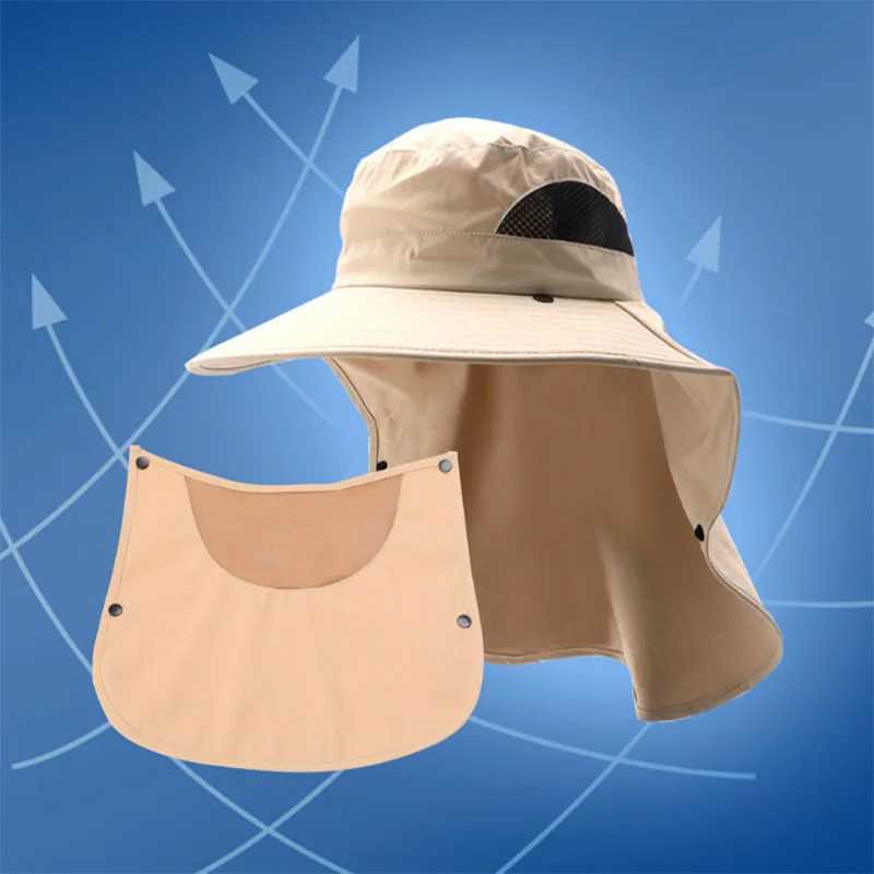 WEIHE Hats UV Protection Outdoor Hunting Fishing Cap For Men Women Hiking Camping Visor Bucket Hat Neck Flap Fisherman Hat H260407