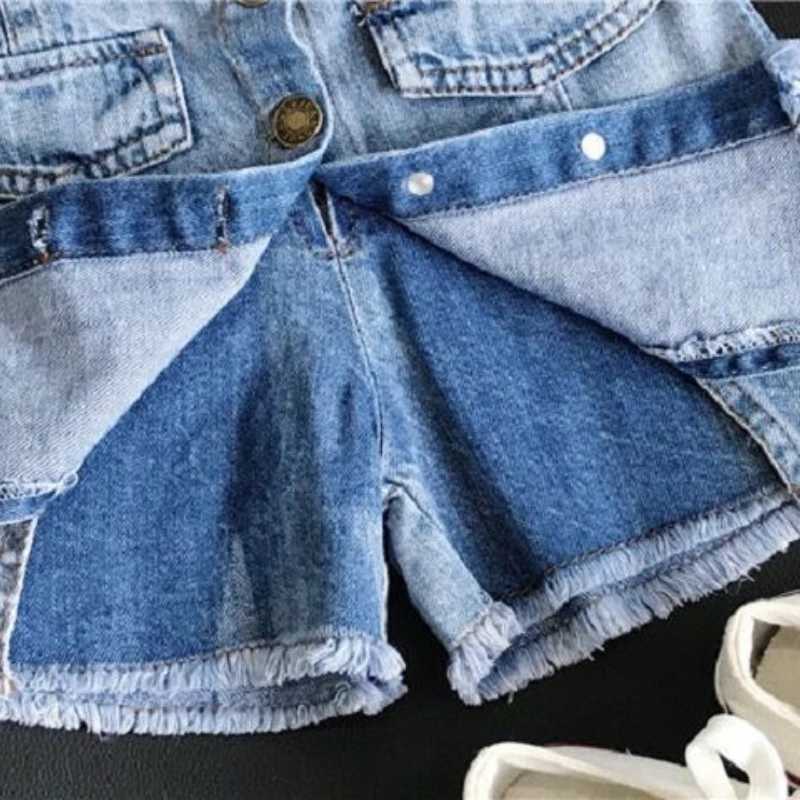 Girls Kids Denim Skirt 2026 Summer New Arrival Solid Color Button Design Casual Mini Skirt for Baby Children H260407