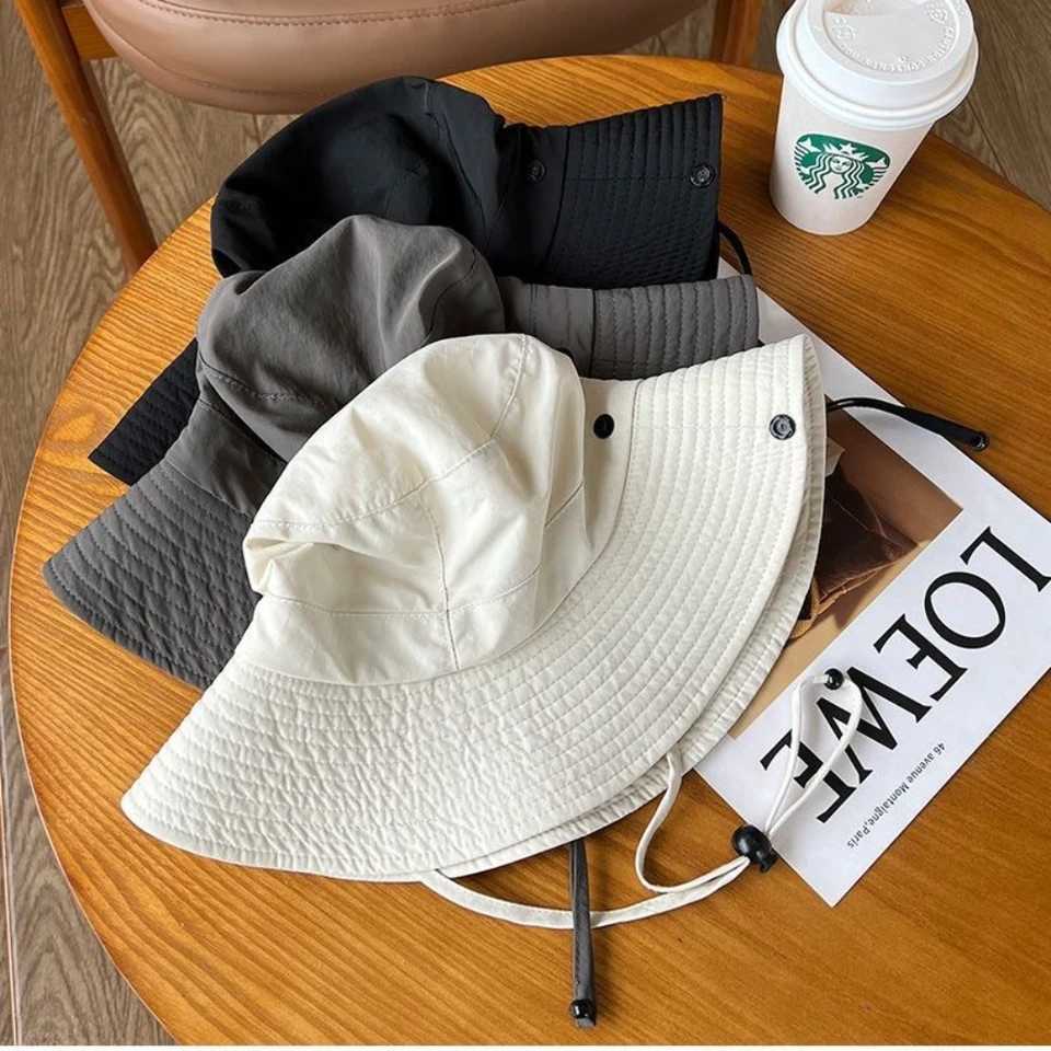 Sun Hat with Adjustable Chin Strap Bucket Hat UV Protection Wide Brim Fishing Hat Quick Dry Summer Cap Hiking Camping Hat H260407