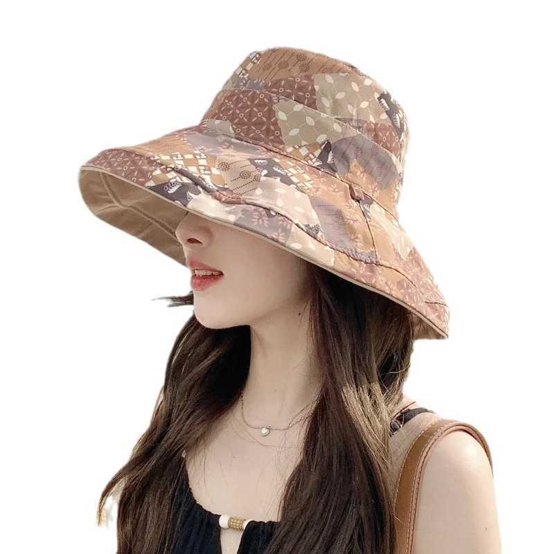 Summer Womens Double-Sided Fisherman Hat Windproof Foldable Outdoor Travel Beach Protection UV Hat H260407
