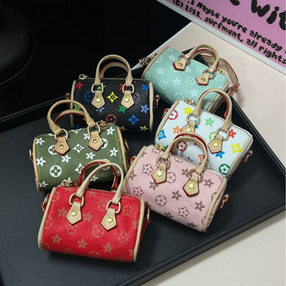 2026 New Arrival Mini Monogram Boston Bag, Women's Faux Leather Crossbody Handbag with Handle, Small Spacious Daily Bag