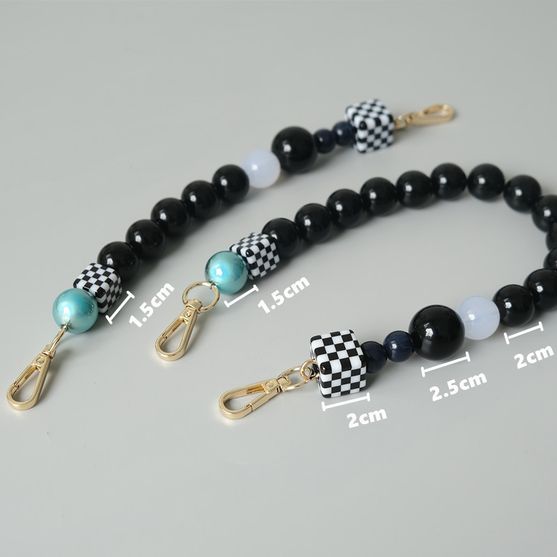 New Woman Bag Accessory Black White Blue Acrylic Resin Beads Parts Handcrafted Wristband Women Replacement Bag Handle Chain