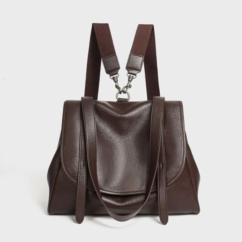 OLOEY Genuine Large Capacity Vintage Soft Leather Fashion Backpack College Style Travel Shoulder Versatile Crossbody Bag - view 5