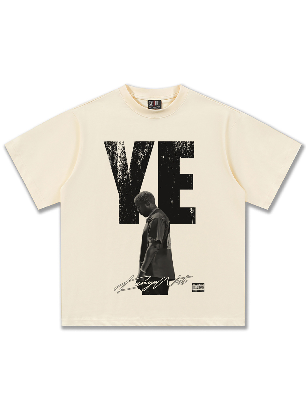 France jersey Summer American Street Style "Snowflake" Heavyweight Men's T-Shirt with White Ink Print, Short-Sleeve, Trendy