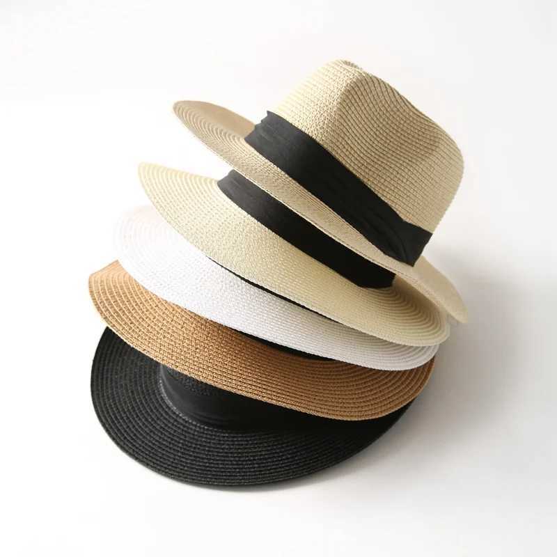 WZCX Collapsible Sun Protection Fashion New Straw Hat Solid Color Casual Wide Brim Beach Hat Women Summer Cap H260407