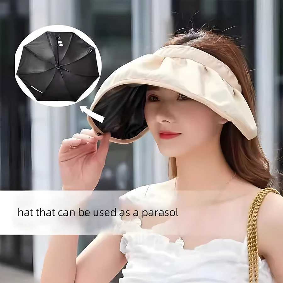 Stylish Summer Sun Hat Women Foldable Hair Hoop Hat Portable Outdoor Beach Soft Foldable Summer Sunshade Wide Brim Hat H260407