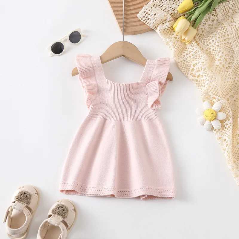 0-18M Sleeveless Tank Romper Dress Cotton Summer Infant Princess Outfit Baby Girl Dress Knitted Ruffled Flutter Sleeve Dress H260407